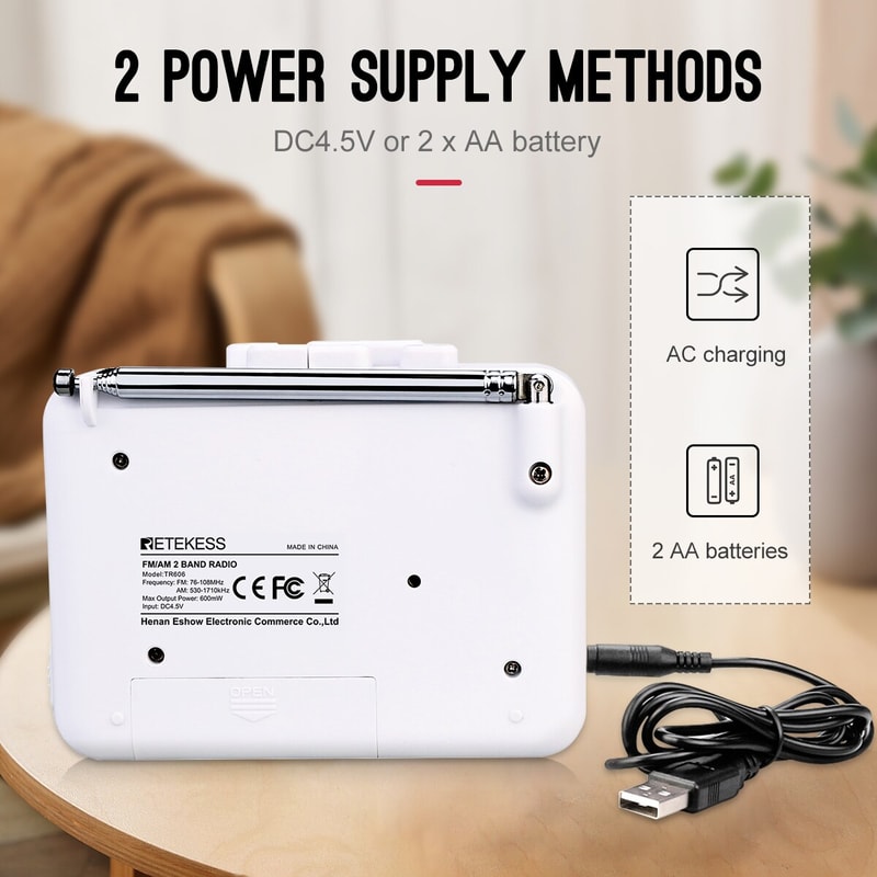 Retro Portable AM FM Radio Cassette Player Recorder With Earphone MIC Jack 5