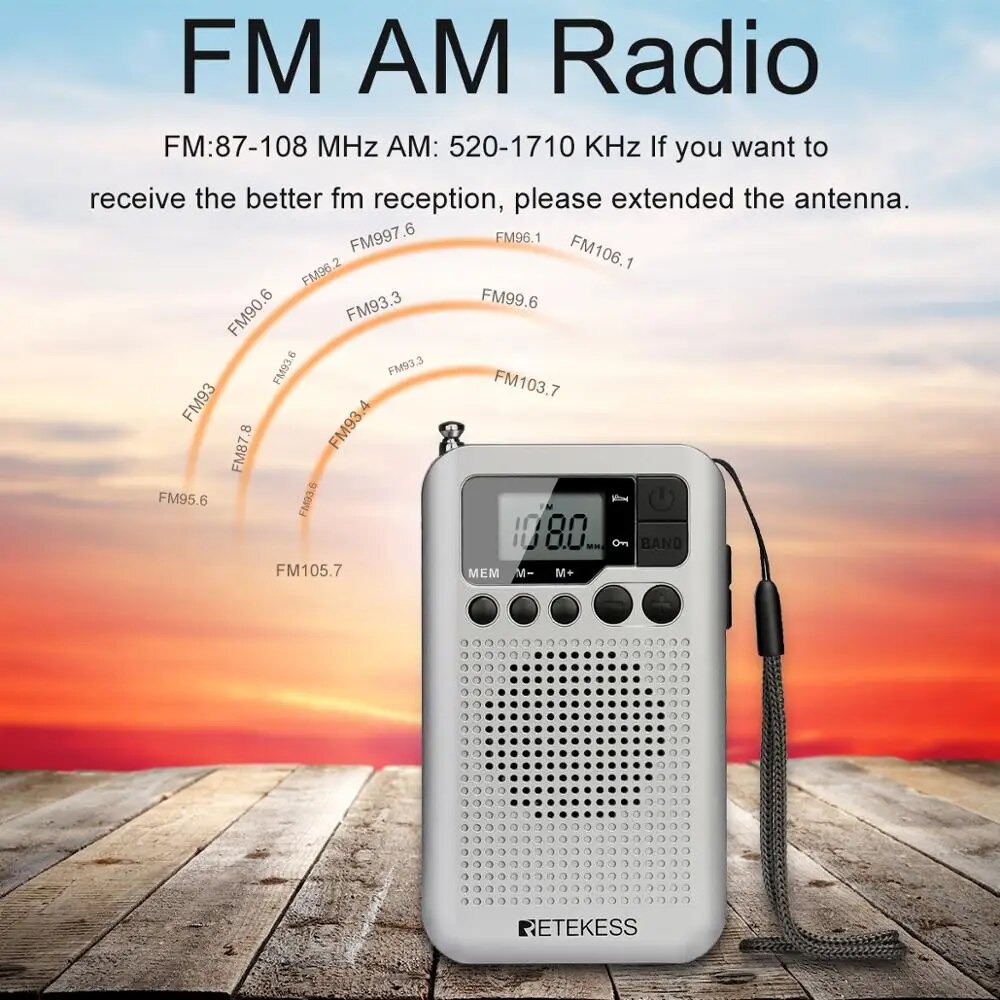 Mini Portable AM FM Radio With LCD Display Built In Speaker 2