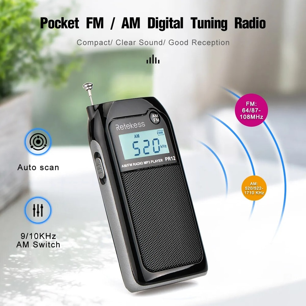 Premium Portable FM AM Radio With Digital Stereo Mini Pocket Radio For Elderly Travel 1