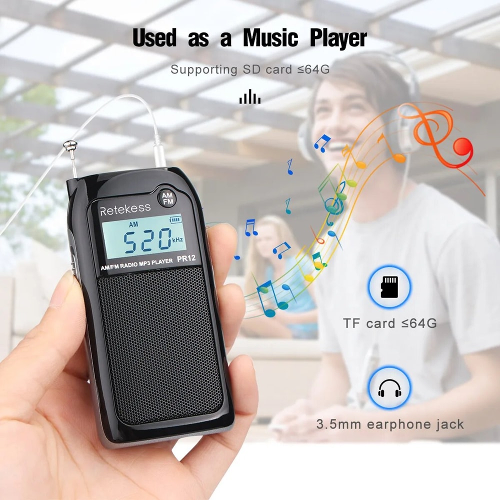 Premium Portable FM AM Radio With Digital Stereo Mini Pocket Radio For Elderly Travel 5