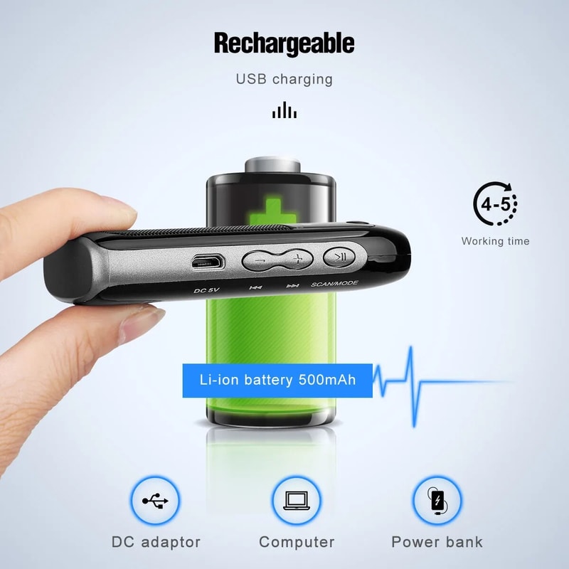 Premium Portable FM AM Radio With Digital Stereo Mini Pocket Radio For Elderly Travel 6