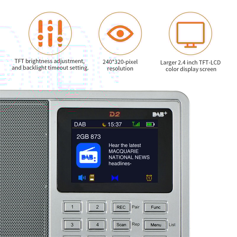 Premium Portable DAB FM Digital Radio With Bluetooth Speaker And Recording 4