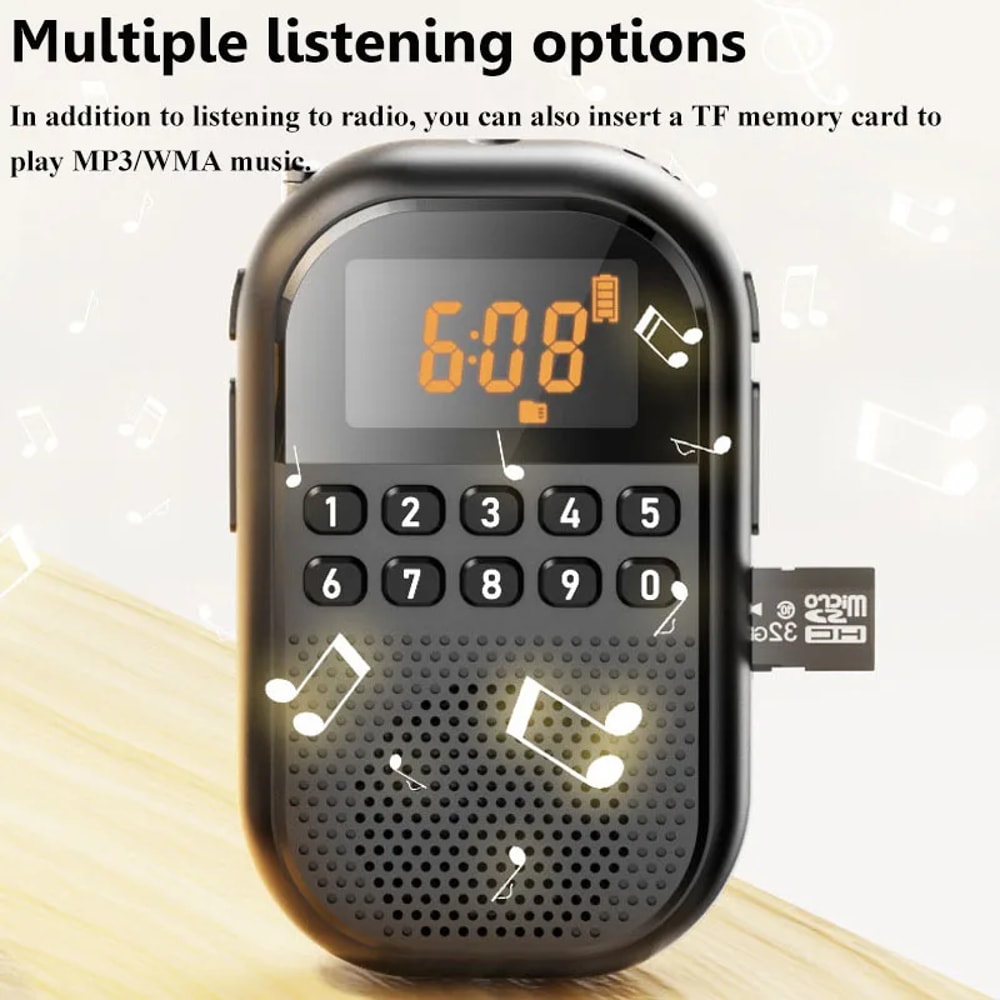 Mini Portable FM AM Radio With Bluetooth TF Card Music Player 6