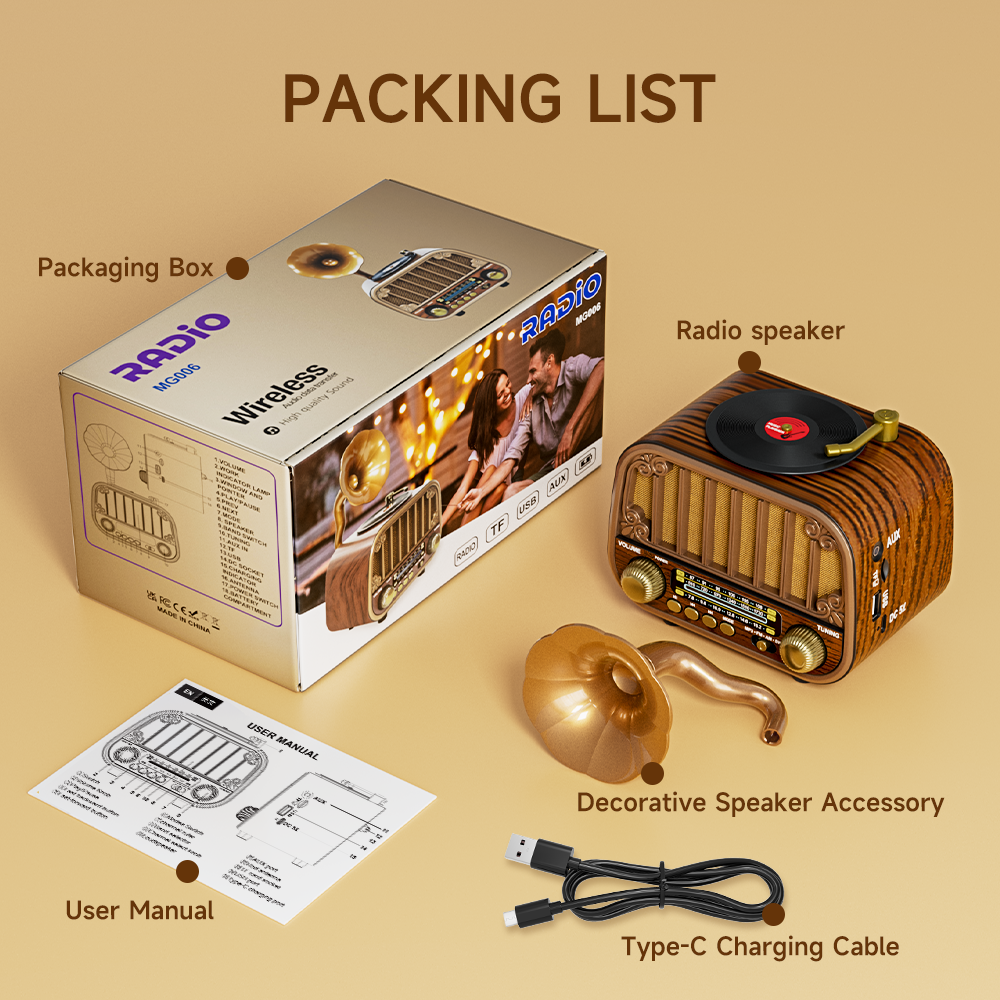 Retro Multi Band Radio With Wireless Streaming TF Card Play Portable FM AM SW Radio For Home And G 4