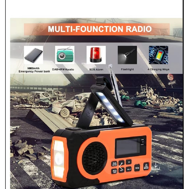 Crank Survival DABFM Emergency Radio With Rechargeable Power Bank Solar Radio With Alarm For Blacko 1