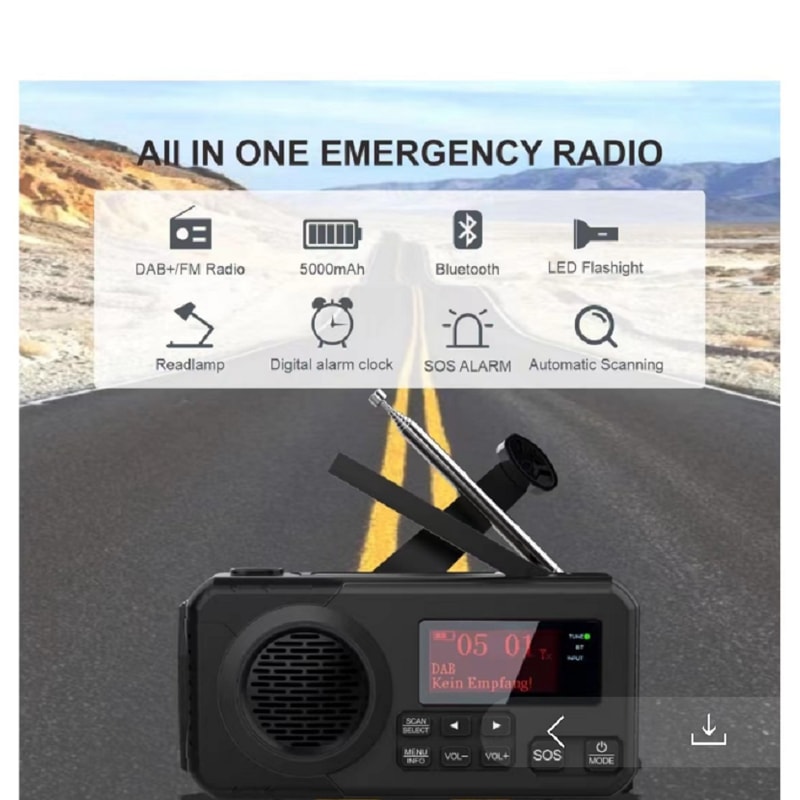 Crank Survival DABFM Emergency Radio With Rechargeable Power Bank Solar Radio With Alarm For Blacko 6
