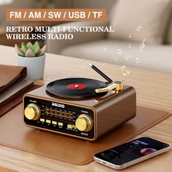 vintage style retro vinyl player radio with wireless streaming, portable fm am sw radio perfect home decor & gift idea