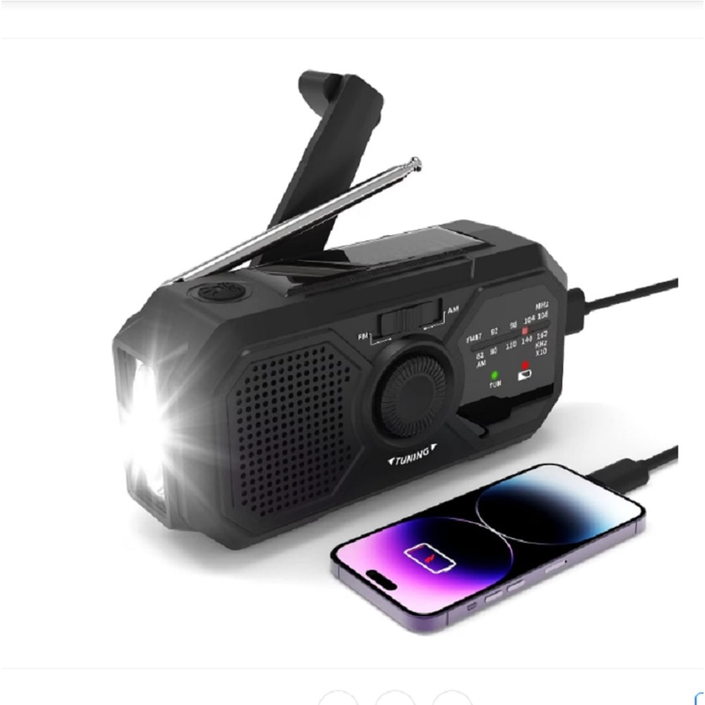 Solar Powered Radio Portable Crank Radio With AMFM And Emergency Flashlight 0