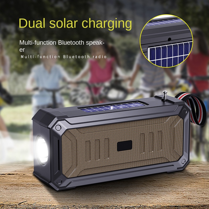 Solar Wireless Bluetooth Speaker With Flashlight Dual Solar Power Rechargeable MP3 Player FM Radio 3