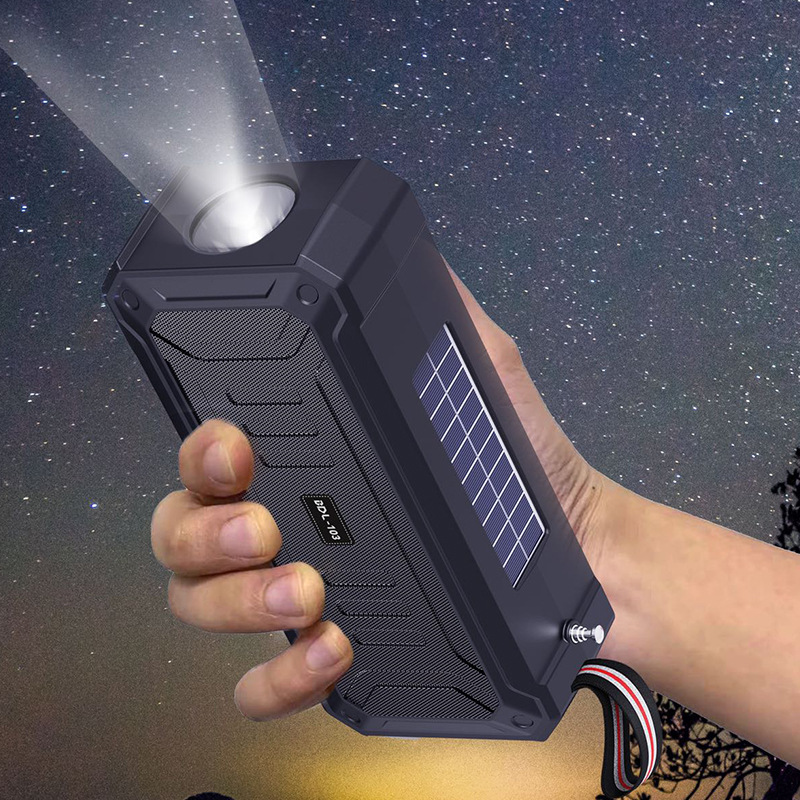 Solar Wireless Bluetooth Speaker With Flashlight Dual Solar Power Rechargeable MP3 Player FM Radio 1