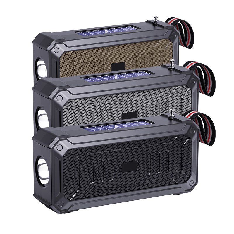 Solar Wireless Bluetooth Speaker With Flashlight Dual Solar Power Rechargeable MP3 Player FM Radio 4