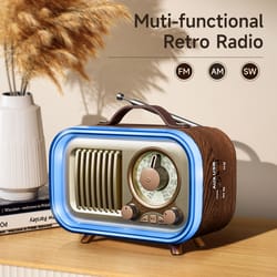 portable radio with rgb mood light & wireless fm am sw radio vintage style party speaker with multicolor night light