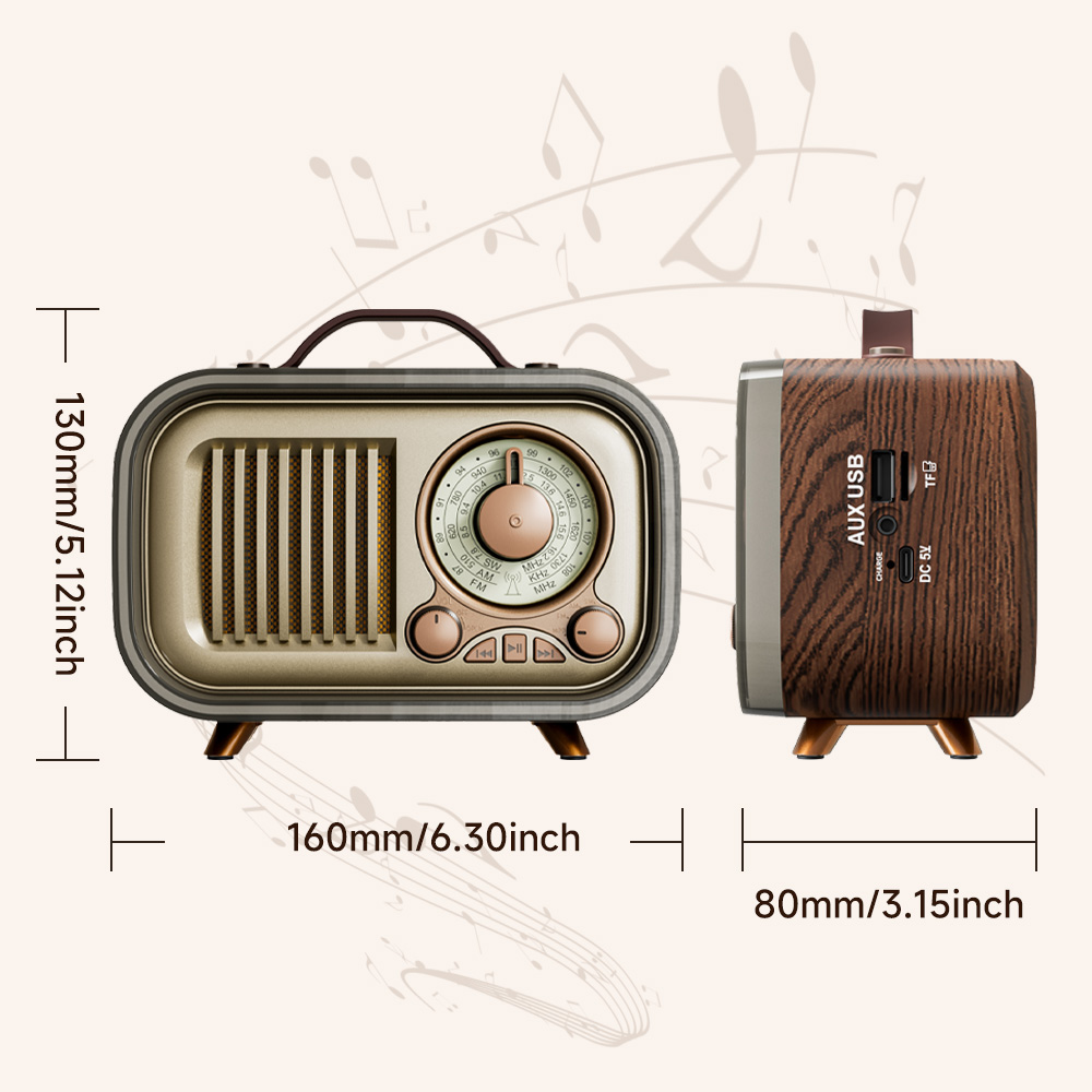 Portable Radio With RGB Mood Light Wireless FM AM SW Radio Vintage Style Party Speaker With Multic 2