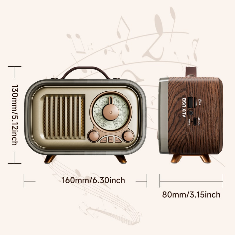 Portable Radio With RGB Mood Light Wireless FM AM SW Radio Vintage Style Party Speaker With Multic 2