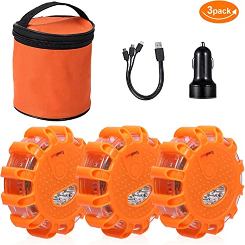 LED Road Flares Emergency Safety Lights USB Rechargeable Magnetic 0