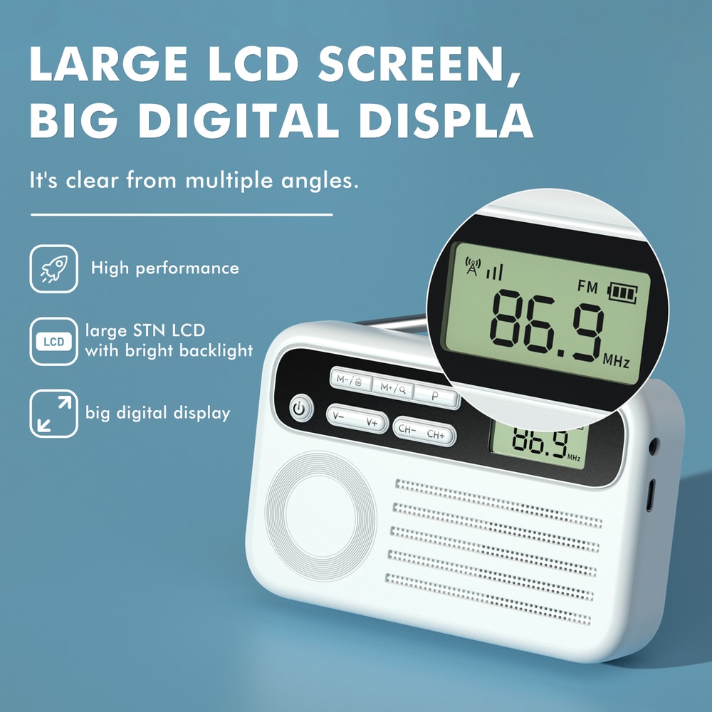 Portable AM FM Radio With DSP Reception Headphone Jack Compact For Outdoor Emergency Use 3