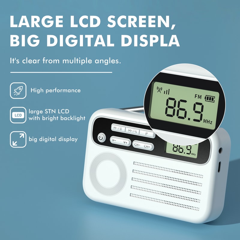 Portable AM FM Radio With DSP Reception Headphone Jack Compact For Outdoor Emergency Use 3