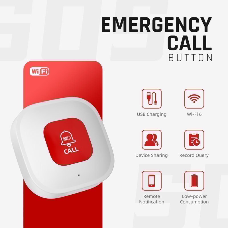 WiFi SOS Emergency Call Button For Elderly Kids And Patients Smart Caregiver Pager 4