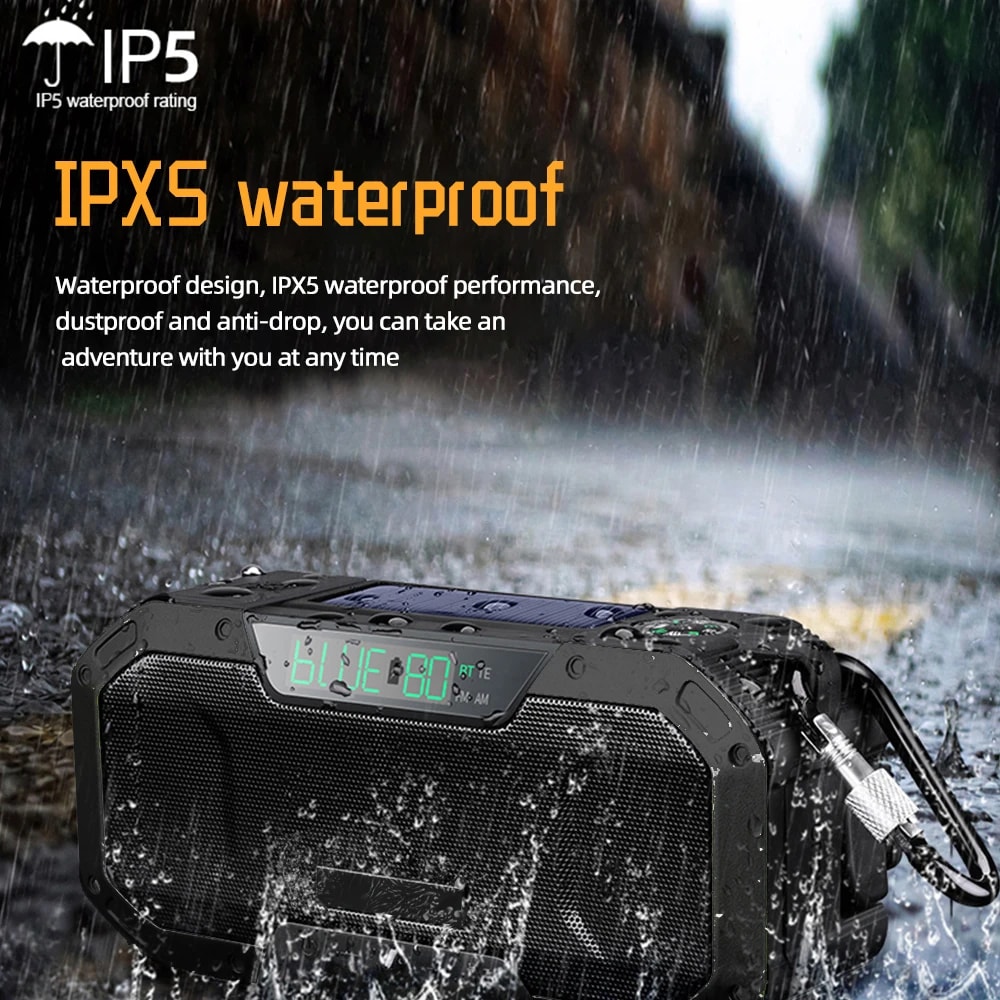 Multi Purpose Emergency Radio Hand Crank USB Rechargeable Solar Powered FM Radio Flashlight 3