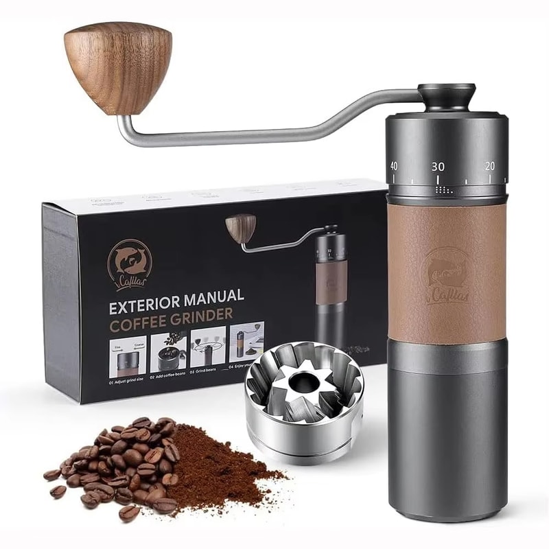 Premium Stainless Steel Manual Coffee Grinder With Adjustable Burr And Anti Slip Pad 0