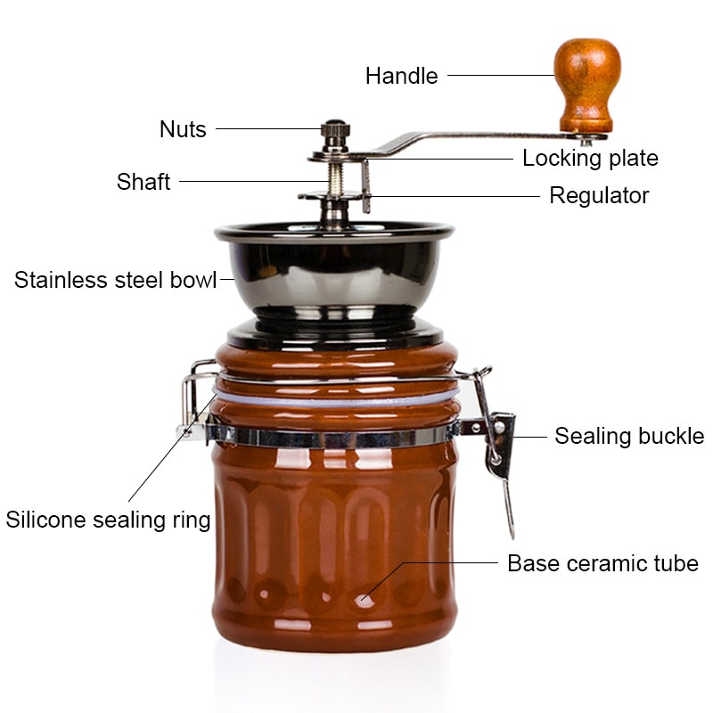 Manual Coffee Grinder Portable Hand Grinder Household Coffee Maker For Tent Camping Bean Mill With 4