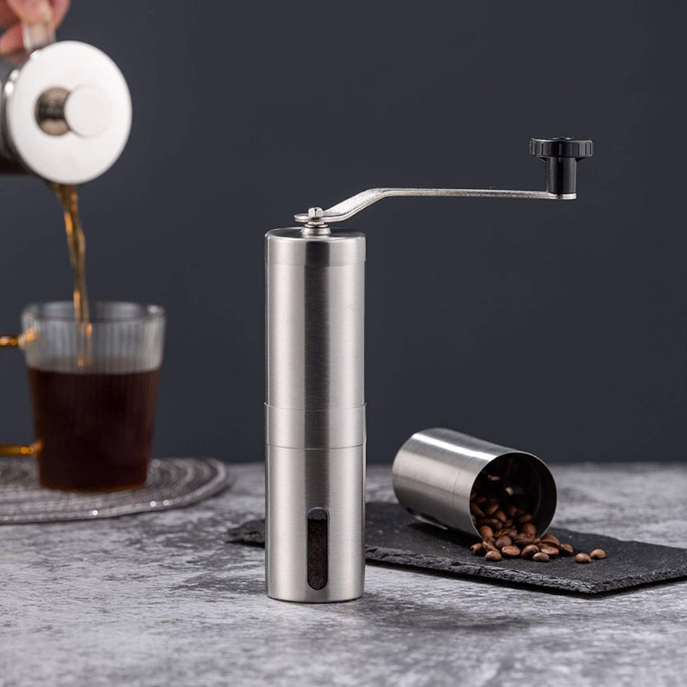 Manual Coffee Grinder Stainless Steel Conical Burr With Hand Crank Adjustable Settings For Precisi 1