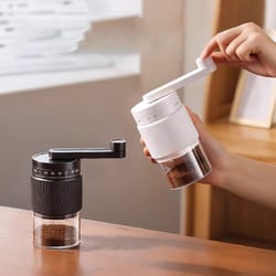 portable hand crank coffee bean grinder adjustable speed & rechargeable