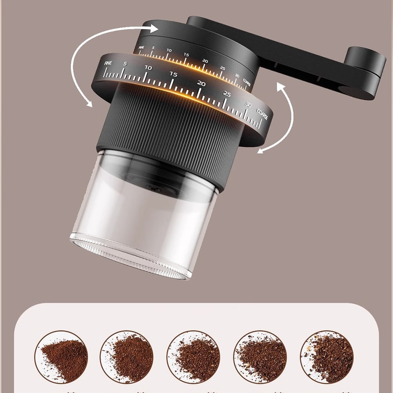Portable Hand Crank Coffee Bean Grinder Adjustable Speed Rechargeable 4