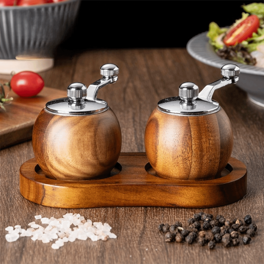 Spherical Acacia Wood Pepper Grinder Premium Ceramic Core Spice Mill For Precision Manual Grinding 0