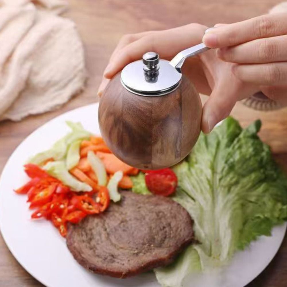 Spherical Acacia Wood Pepper Grinder Premium Ceramic Core Spice Mill For Precision Manual Grinding 3