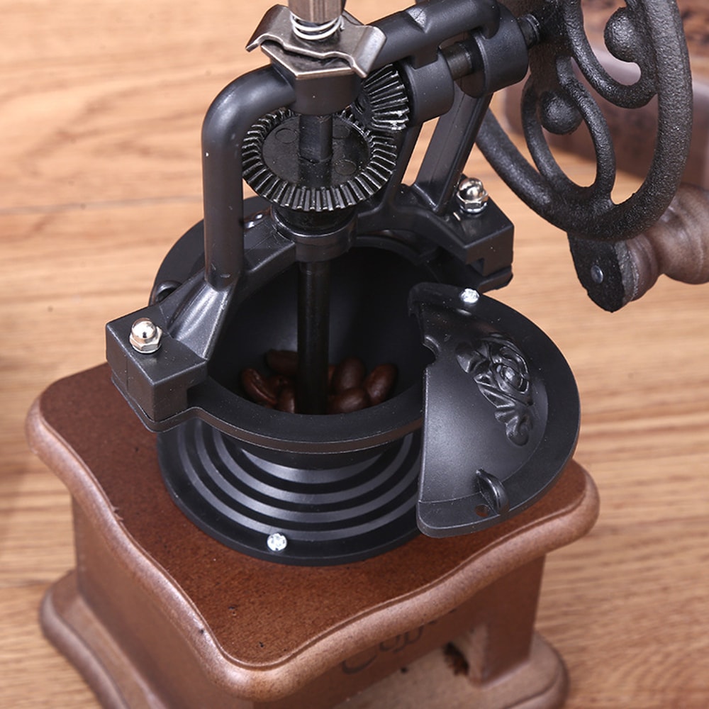 Vintage Big Wheel Manual Coffee Grinder Antique Cast Iron Hand Crank Mill 6