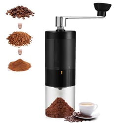 adjustable manual coffee grinder with ceramic burr & visual chamber