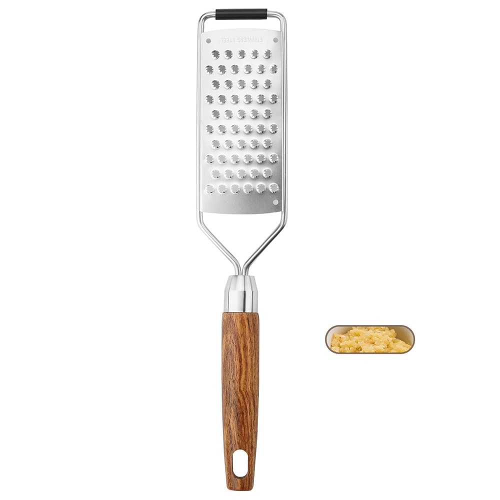 Premium Cheese Grater Stainless Steel Zester With Ergonomic Wood Handle 1