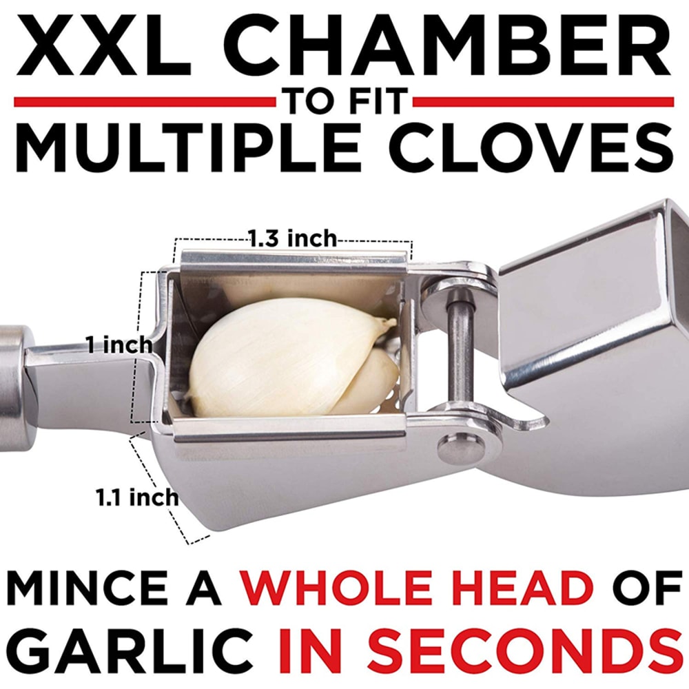Stainless Steel Garlic Press Kit With Peeler Roller Garlic Mincer Tool 4