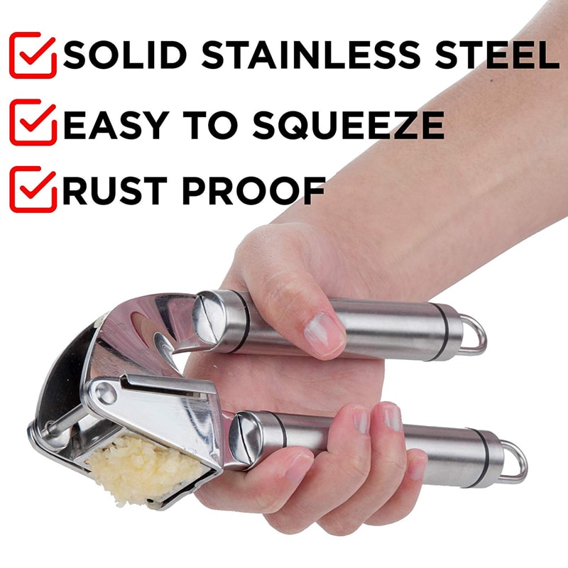 Stainless Steel Garlic Press Kit With Peeler Roller Garlic Mincer Tool 1