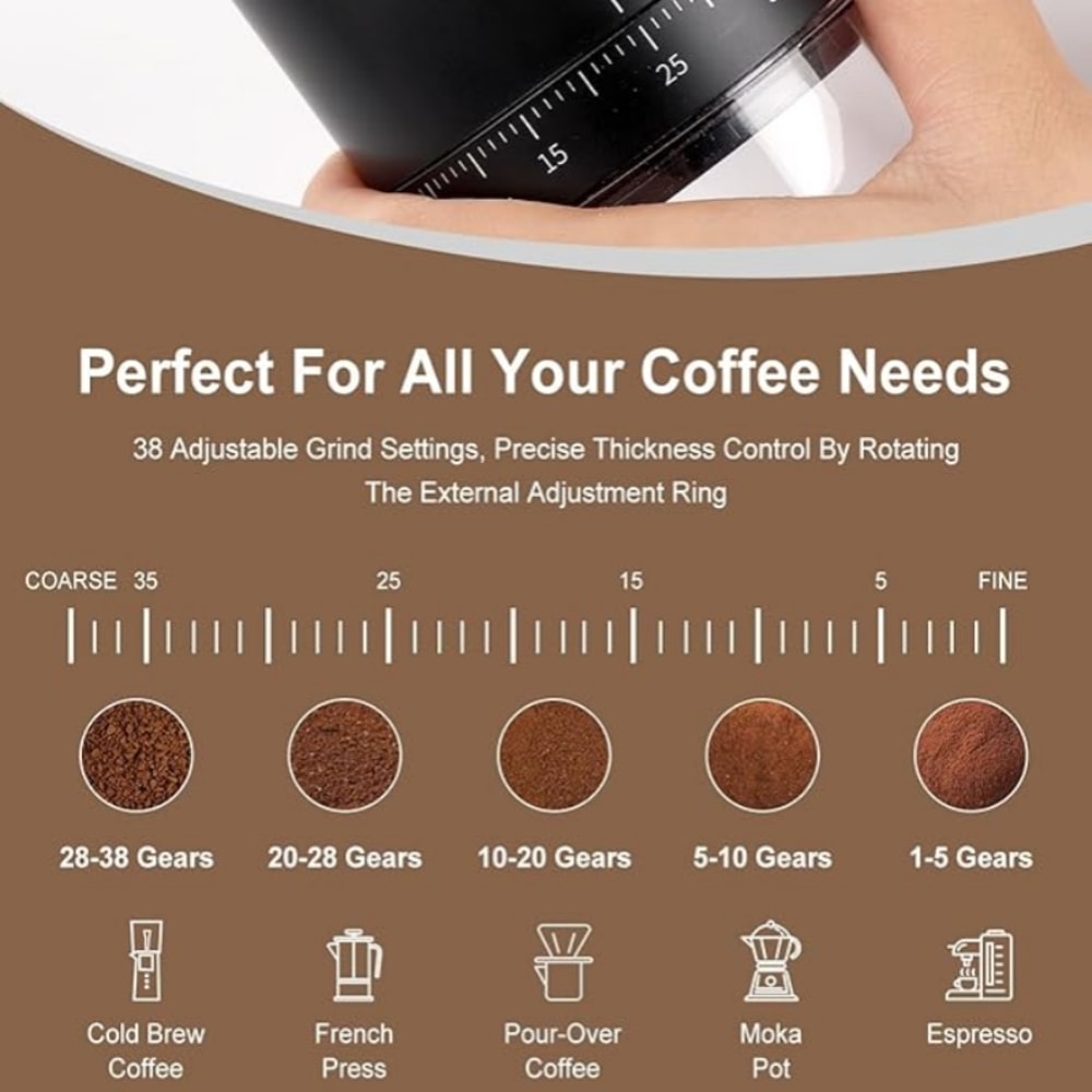 Portable Electric Coffee Grinder USB Rechargeable Ceramic Burr With Grind Settings 2