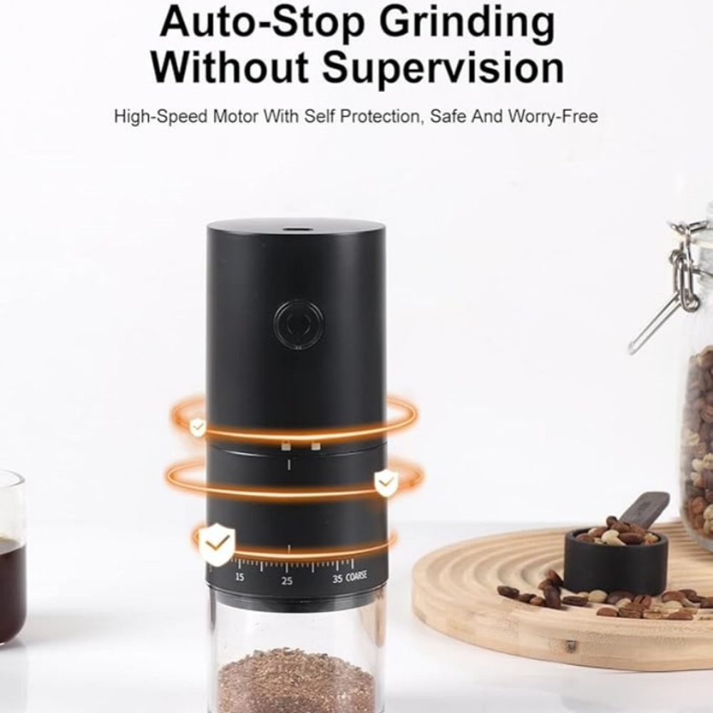 Portable Electric Coffee Grinder USB Rechargeable Ceramic Burr With Grind Settings 7