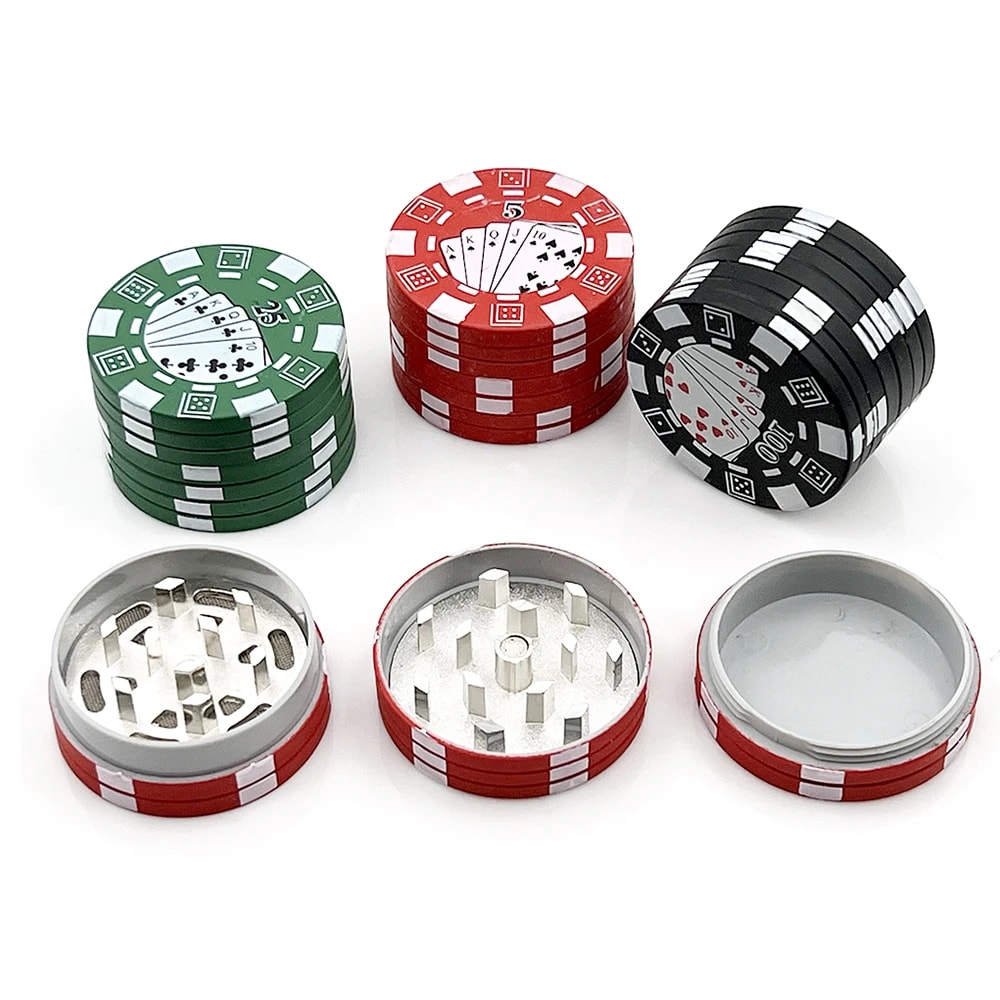 Poker Chip Herb Grinder Portable Spice Crusher Compact Layer Grinder 7