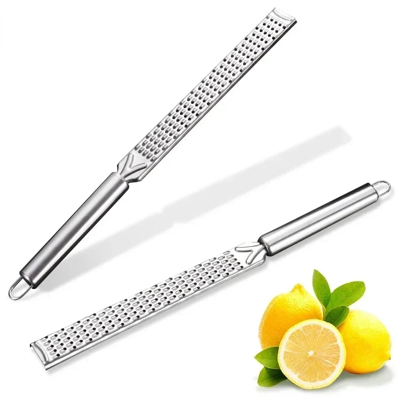 Stainless Steel Grater Lemon Zester Long Handle Cheese Kitchen Tool 0