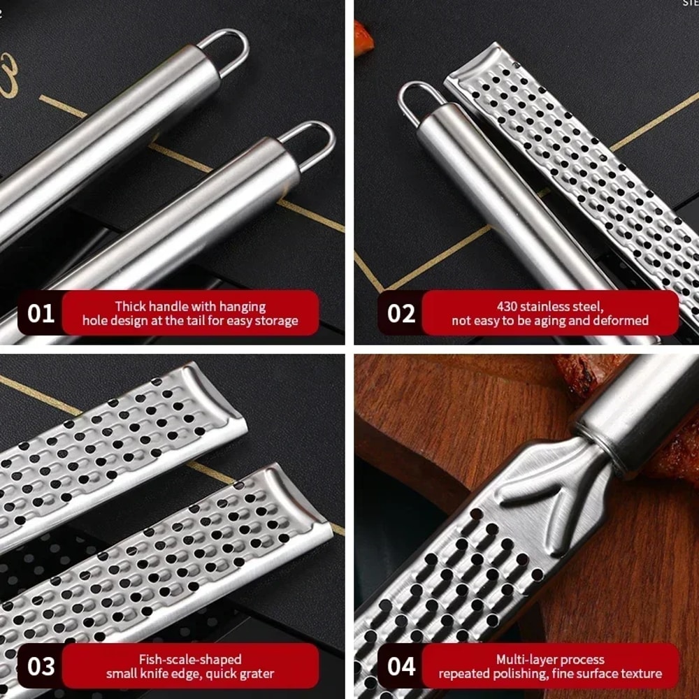 Stainless Steel Grater Lemon Zester Long Handle Cheese Kitchen Tool 4