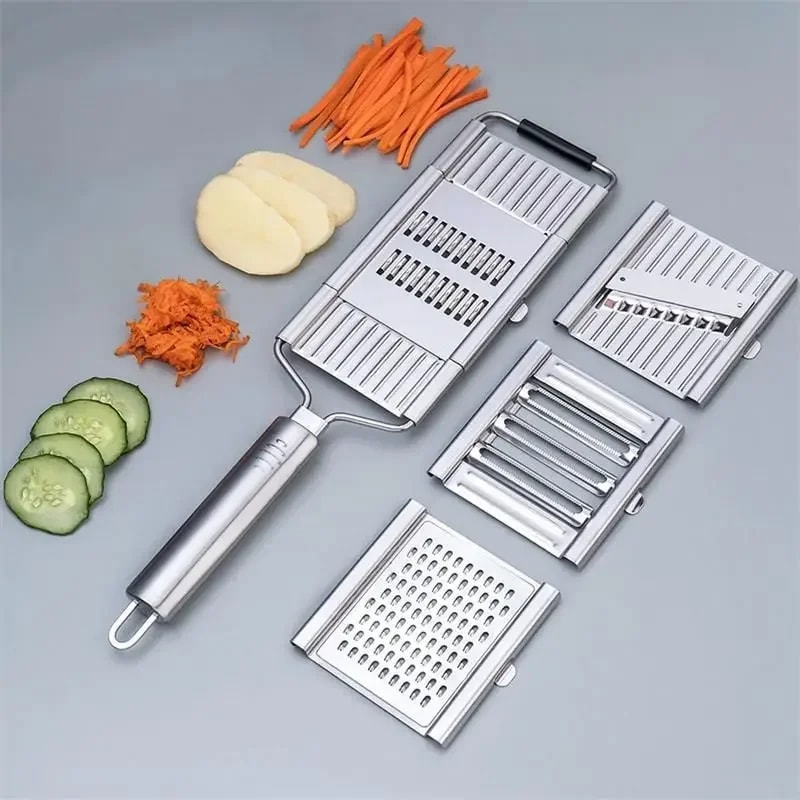 Multi Blade Vegetable Slicer Stainless Steel Mandoline Slicer Manual Food Chopper Set 0
