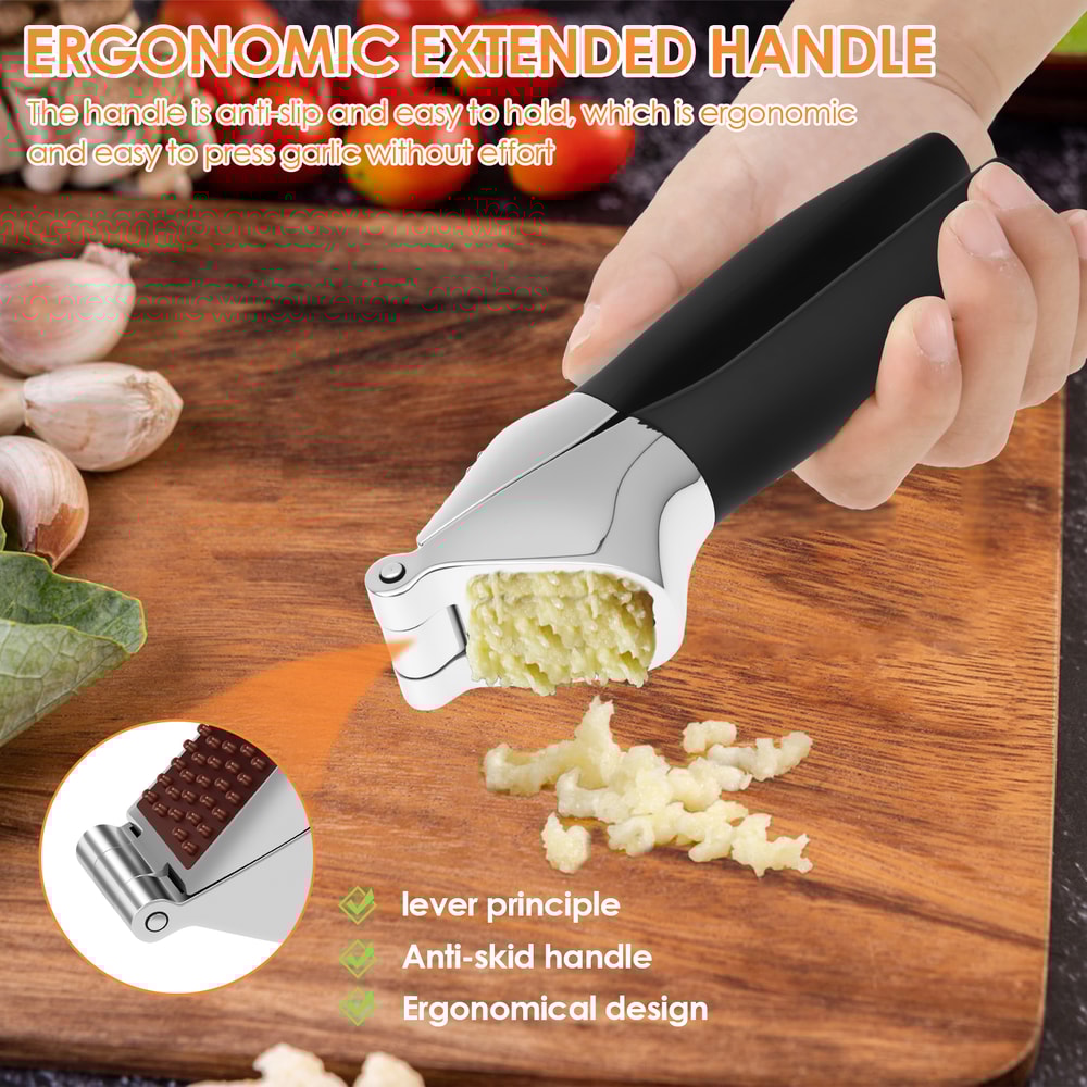 Heavy Duty Garlic Press Stainless Zinc Crusher Easy Squeeze Kitchen Tool 4
