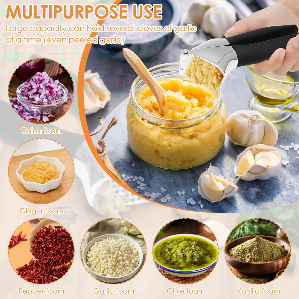 Heavy Duty Garlic Press Stainless Zinc Crusher Easy Squeeze Kitchen Tool 1