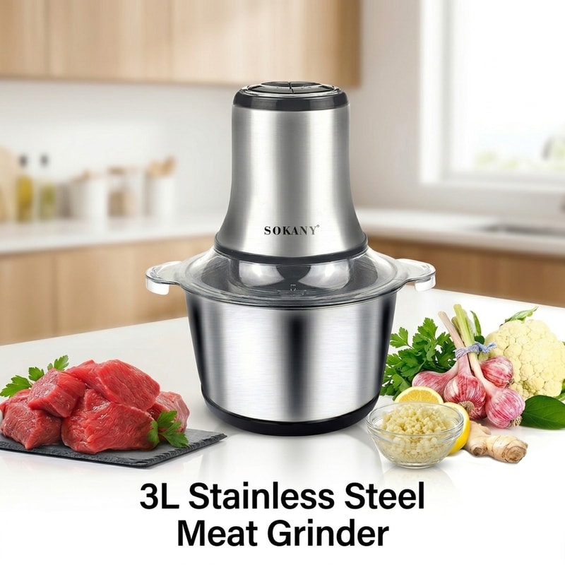 Electric Meat Grinder Food Processor Stainless Steel Kitchen Chopper 4