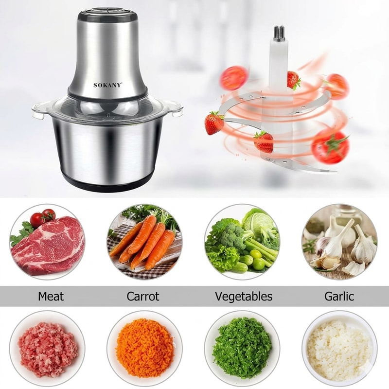 Electric Meat Grinder Food Processor Stainless Steel Kitchen Chopper 2
