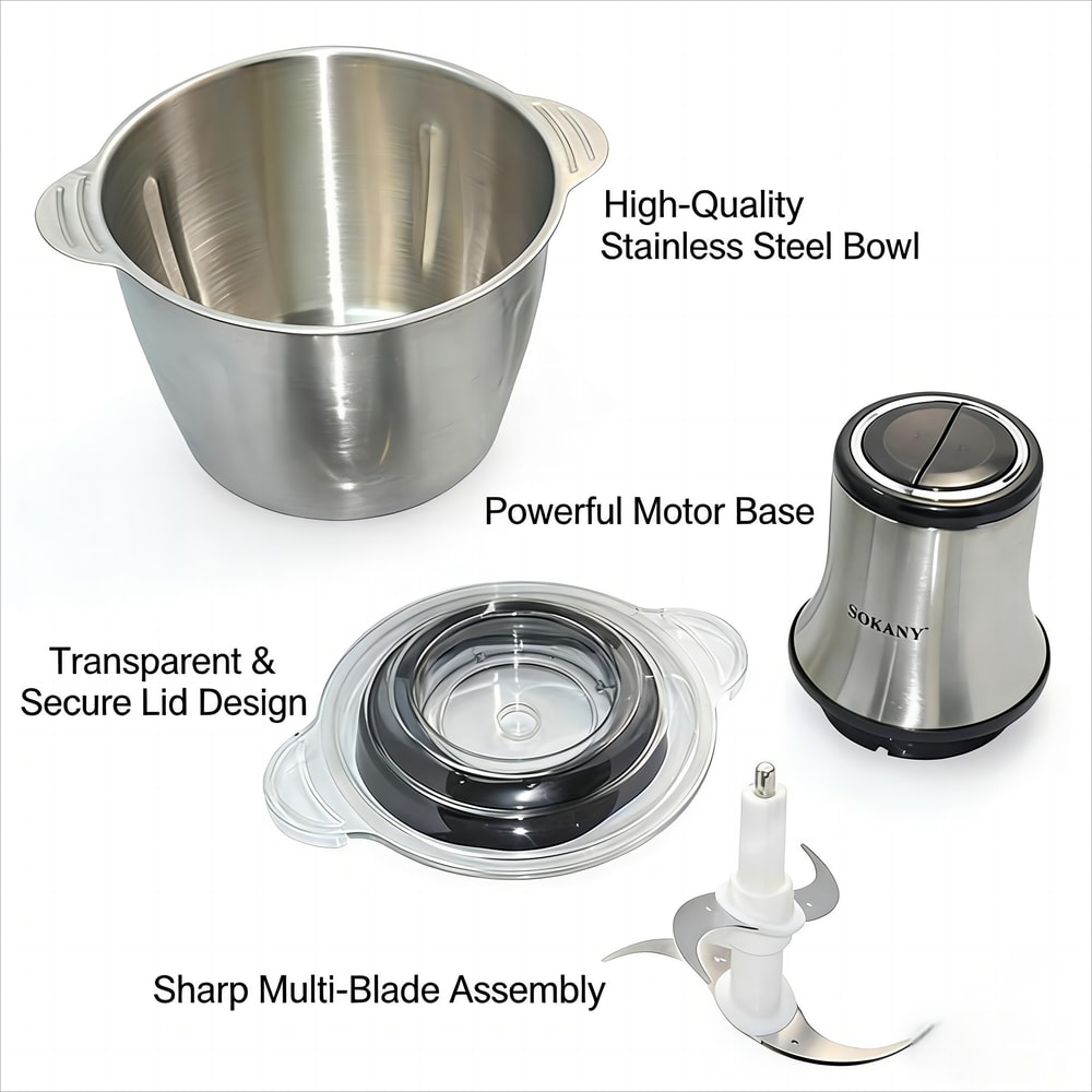 Electric Meat Grinder Food Processor Stainless Steel Kitchen Chopper 6