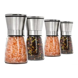 premium manual salt and pepper grinder set adjustable stainless steel spice grinder for kitchen