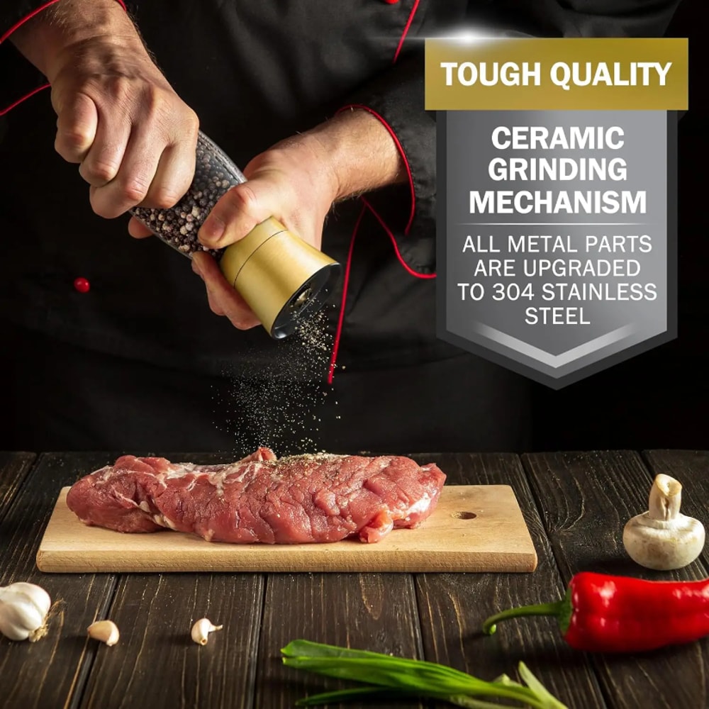 Premium Manual Salt And Pepper Grinder Set Adjustable Stainless Steel Spice Grinder For Kitchen 7