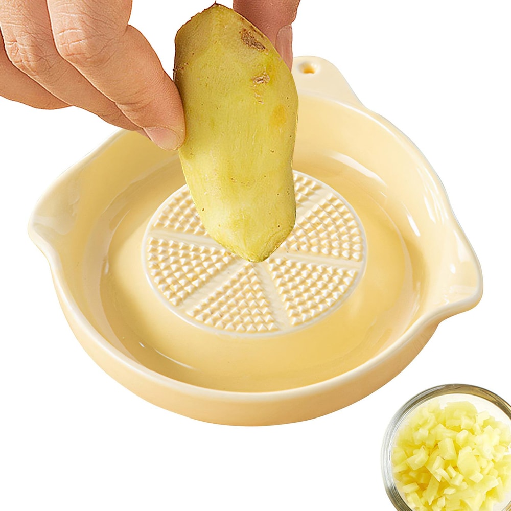 Ceramic Garlic Grater Plate With Juice Spout Hand Grater Dish For Ginger Cheese Lemon 1