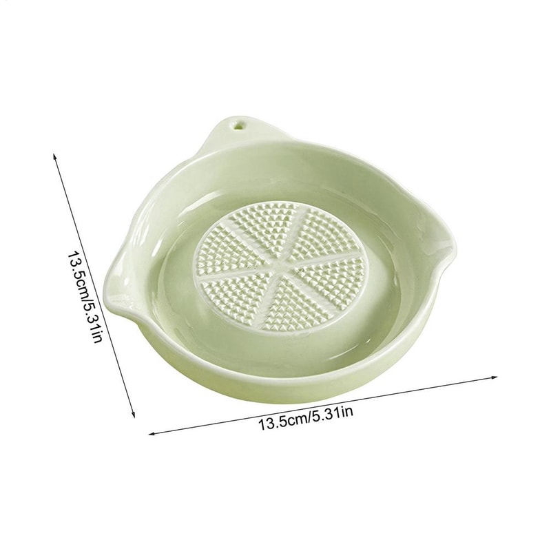 Ceramic Garlic Grater Plate With Juice Spout Hand Grater Dish For Ginger Cheese Lemon 4
